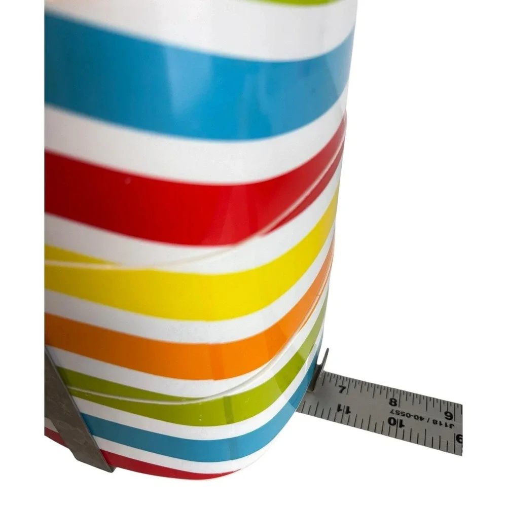 Vintage Bento Lunch Box Multicolor Wave Pattern Picnic Box 3 Trays Metal Handle